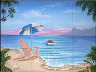 Exotic Beach by Jeff Wilkie   Kitchen Backsplash / Bathroom wall Tile Mural   Ceramic Tiles  