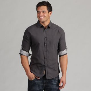 191 Unlimited Mens Black Contrast Camper Sleeve Shirt