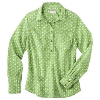 Merona Womens Popover Favorite Shirt   Green Print   L