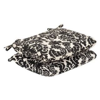 2 Piece Outdoor Seat Pad/Dining/Bistro Cushion Set   Black/White Floral