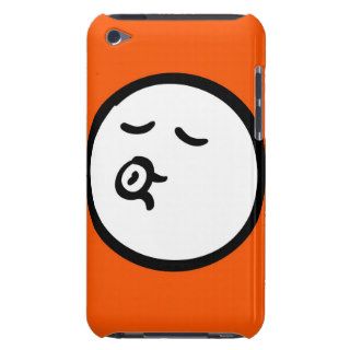 Funny Smiley Face on Orange Background iPod Case Mate Cases
