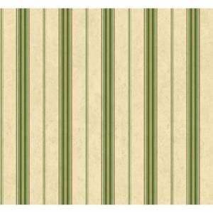 The Wallpaper Company 8 in. x 10 in. Green and Beige Simple Stripe Wallpaper Sample WC1280527S