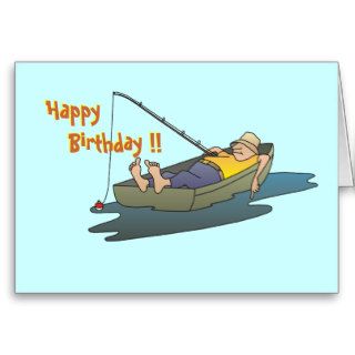 Lazy Boat Day Fishing birthday card