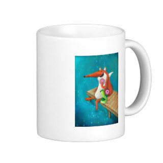 Friendly Fox and Chicken eating donuts Mugs