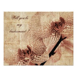 Will you be my bridesmaid orchid themed invite