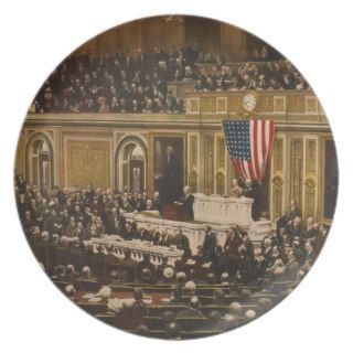 Woodrow Wilson asking Congress to Declare War Dinner Plates