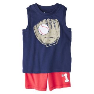 Circo Infant Toddler Boys Baseball Muscle Tee & Jersey Short Set   Navy/Red 2T