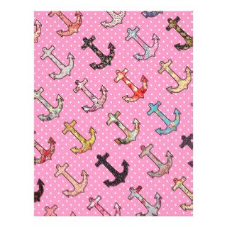 Girly floral nautical anchors Cute Pink Polka Dots Flyers
