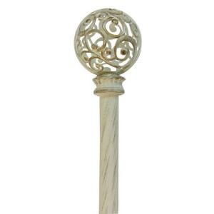 Home Decorators Collection 66 in.   120 in. Rusted Cream 3/4 in. Telescoping Curtain Rod Kit with Carved Filigree Sphere Finial DHU C66120PL011