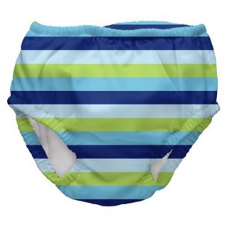 I Play Infant Boys Stripe Swim Diaper   Blue M