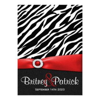Red Black White Zebra Wedding Invitations