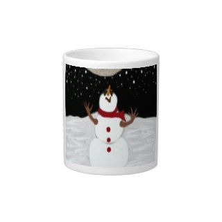 Snowman Enjoying The Moon ~ Jumbo Mug