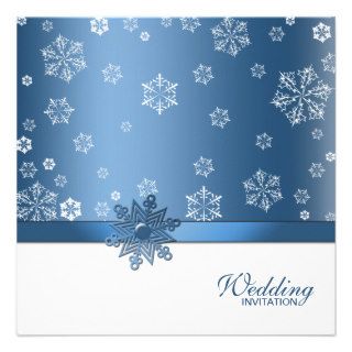 (Blank) Winter Blue & White Snowflake Invites