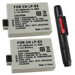 Two Batteries/ Lens Cleaning Pen for Canon LP E5 Xsi 450D/ 500D/ T1i Eforcity Camera Batteries & Chargers