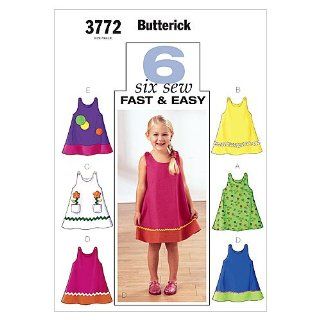Butterick Schnittmuster 3772/4 Kinder Kleid in 6 Varianten Gr. 4  6 (110 122) Küche & Haushalt