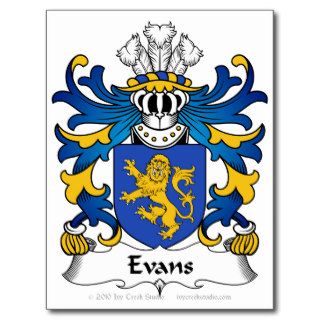 Evans 3 Family Crest Post Cards