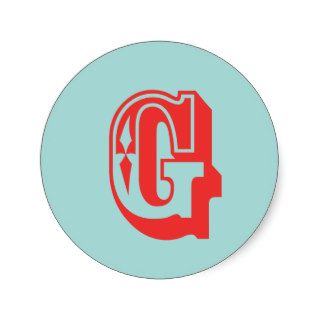 Letter G carnival style monogram initial favor Round Stickers