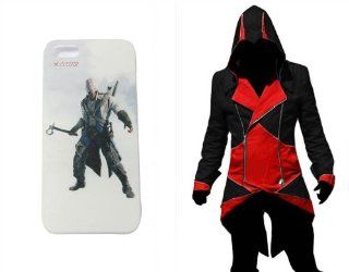 Connor Kenway Jackie Cosplay Clothing Black with Red Cosplay Costume + Case for Iphone 4/5 L Size Spielzeug