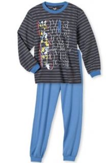 Schiesser Jungen langer Schlafanzug Pyjama Lang   135927, Größe Kinder128;Farbeblauschwarz Bekleidung