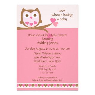 Sweet Heart Owl Baby Shower Custom Invitations