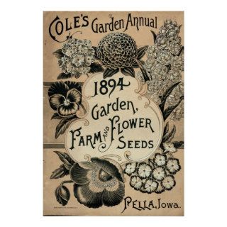 Vintage Garden Annual, Farm Flower Seeds Posters