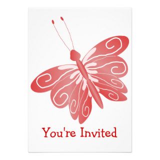Red Butterfly Any Occasion Personalized Invite