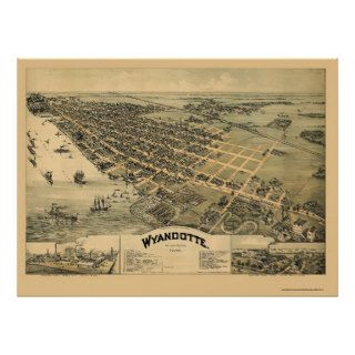 Wyandotte, MI Panoramic Map   1896 Posters