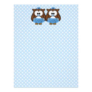 twin baby boy owl letterhead design