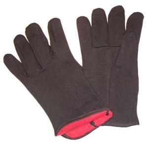 G & F Brown Jersey gloves with Red Fleece Lined Large Winter Gloves  Dozen 4414L DZ