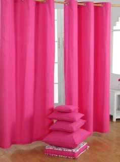 Homescapes farbenfrohes Vorhang Paar Ösenvorhang Dekoschal "Plain Colour" im 2er Set, 117 x 137 cm, 100% reine Baumwolle, uni pink Küche & Haushalt
