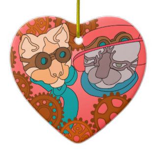 Steampunk Cat Couple Ornament