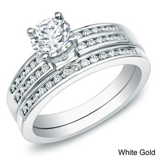 Auriya 14k Gold 1ct TDW Certified Diamond Bridal Ring Set (H I, SI1 SI2) Auriya Bridal Sets