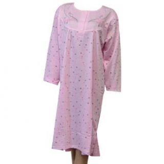 Damen Nachthemd herrlich warm mit Blumenmuster in 10 verschiedenen Farben 30310, Farbedunkelrosa;Größe3XL Bekleidung