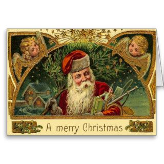 Vintage Christmas Santa with Cherub Angels Cards