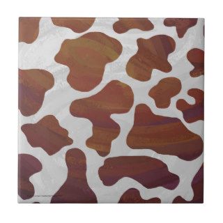 Cow Brown and White Print Ceramic Tile