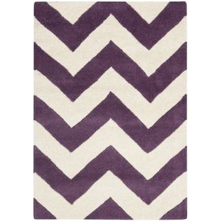 Safavieh Handmade Moroccan Chatham Chevron Purple Wool Rug (3' x 5') Safavieh 3x5   4x6 Rugs