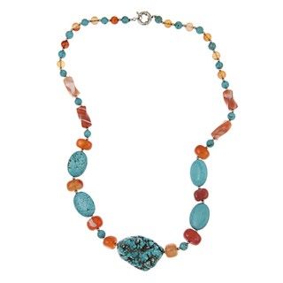 Pearlz Ocean Howlite and Carnelian 26 inch Necklace Pearlz Ocean Gemstone Necklaces