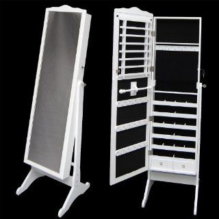 Schminkschrank mit Spiegel Schrank Standspiegel Schmuckschrank Schmuckkommode Weiß 153 cm Höhe Küche & Haushalt