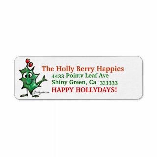 Cartoon Holly Christmas  Address Label Stickers