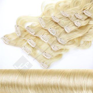 Clip In Extensions Haarverlängerung XXL Set 55 cm   gewellt   Farbton Goldblond Parfümerie & Kosmetik