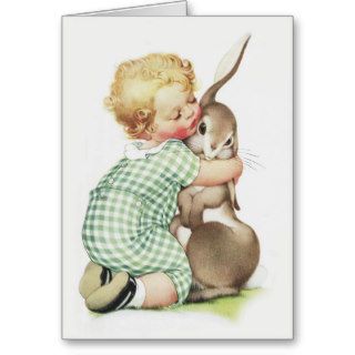 vintage girl with rabbit cards
