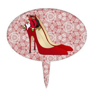 Red High Heel Shoes / Santa Elf Cake Picks
