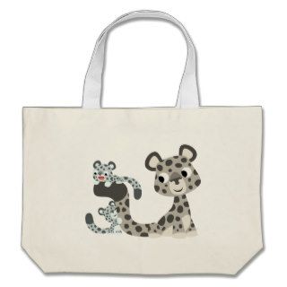 Cartoon Snow Leopard and Cubs Bag