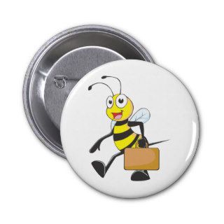 Cute Bee Cartoon Carry Attache Go to Work Office Pins