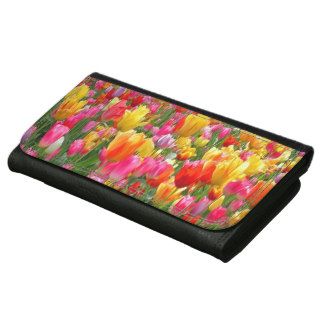 Assorted Colorful Tulips Leather Wallet For Women