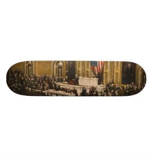 Woodrow Wilson asking Congress to Declare War Skateboard