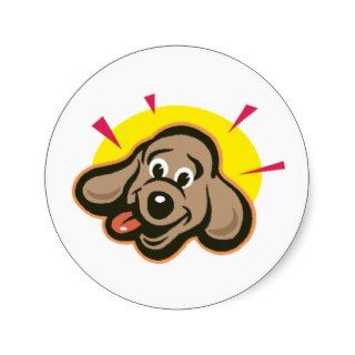 Bright dog face cartoon round sticker