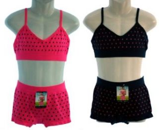 Power Flower, 2x süßes Mädchen Wäsche Set, Bustier & Slip in pink + schwarz, MS165 1 Bekleidung