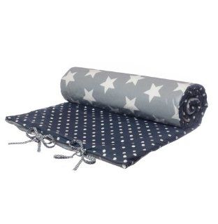 URBANARA Picknickdecke "Newbury"   100% reine Baumwolle, Blau/Weiß mit Punkten, Unterseite beschichtet mit Sternen Design   65 x 170 cm Garten