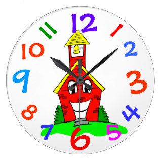 Little Red School House Kids Room Wall Clock